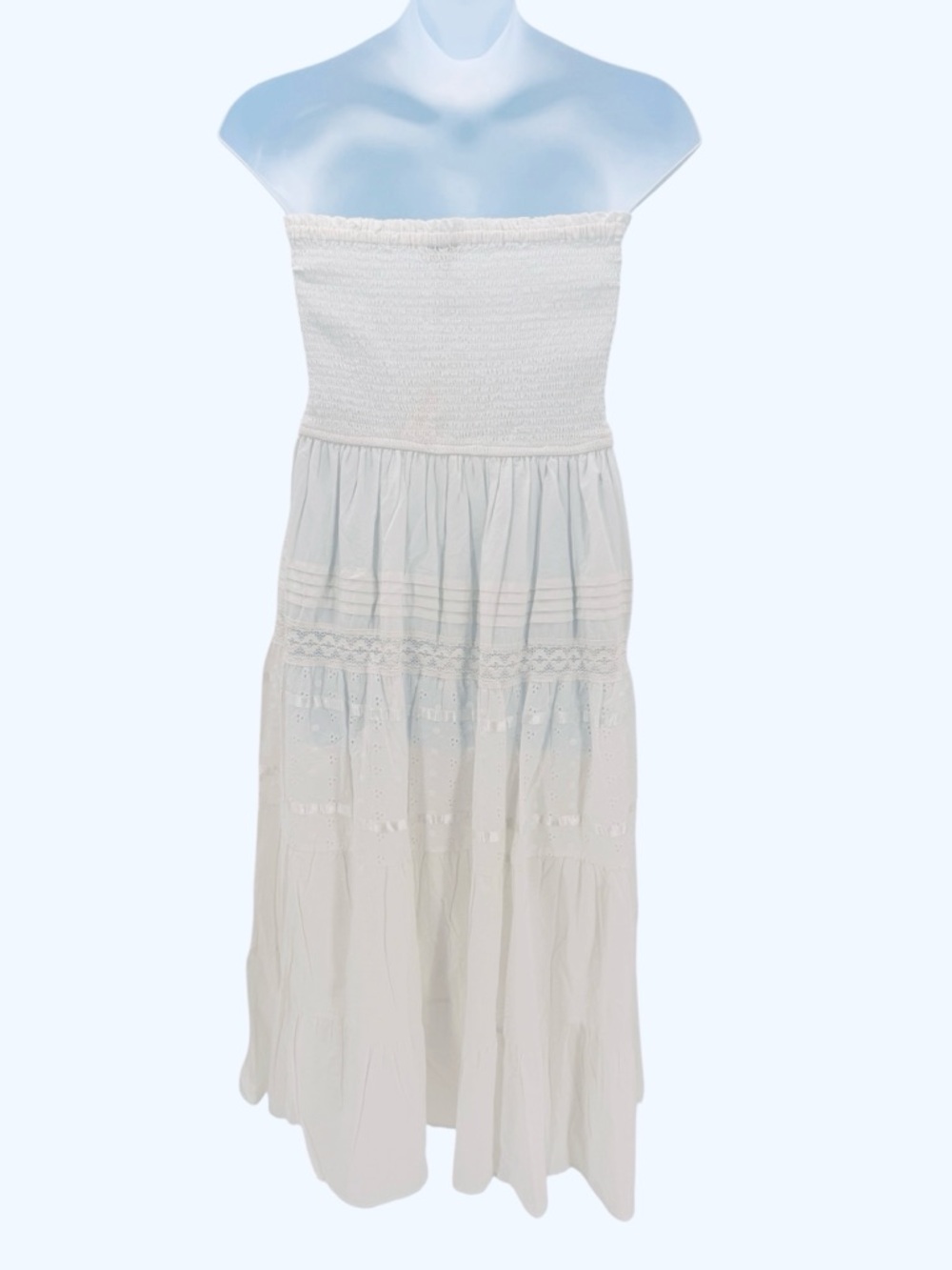 SPEED LIMIT MPH White Smocked Strapless Midi Dress Women’s 2X NWT - Picture 3 of 8